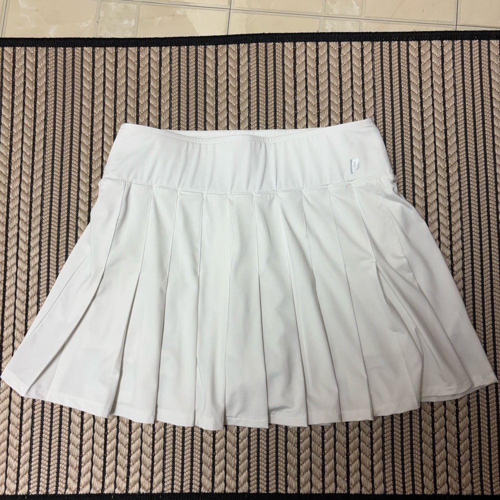 Prince White Pleated Tennis Skirt with Built-In Shorts - Small
